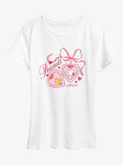 Peanuts Snoopy Woodstock Heart Locket Short Sleeve Graphic T-Shirt - White