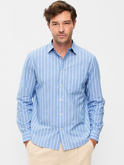 Classic Fit Everyday Striped Poplin Shirt - Blue