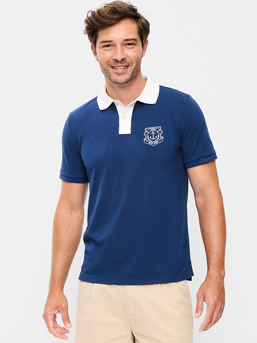 Classic Fit Pique Graphic Polo - Plane View
