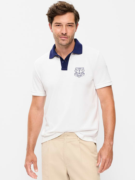 Classic Fit Pique Graphic Polo - Calla Lilies