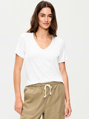 Luxe V-Neck T-Shirt - Calla Lilies