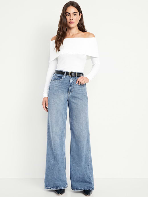 Extra High-Waisted Super Wide-Leg Jeans - Medium Wash