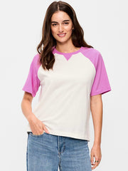 Vintage Crew-Neck Raglan T-Shirt - Rock Rose