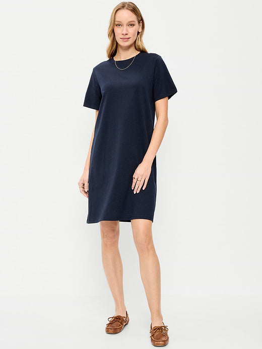 Vintage Crew-Neck Mini T-Shirt Dress - In the Navy