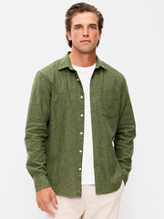 Classic Fit Linen-Blend Shirt - Matcha Green