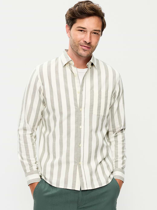 Classic Fit Everyday Oxford Shirt - Olive Stripe