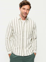 Classic Fit Everyday Oxford Shirt - Olive Stripe