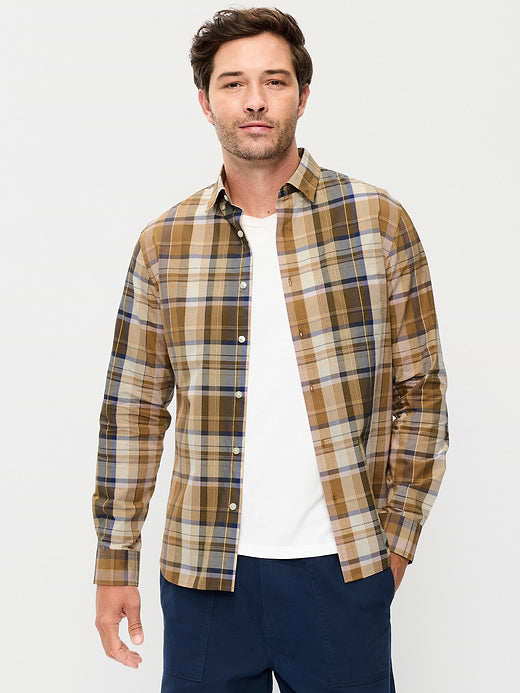 Slim Fit Printed Everyday Shirt - Brown Plaid