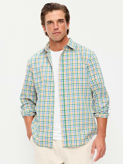 Classic Fit Everyday Plaid Poplin Shirt - Multi Gingham Top