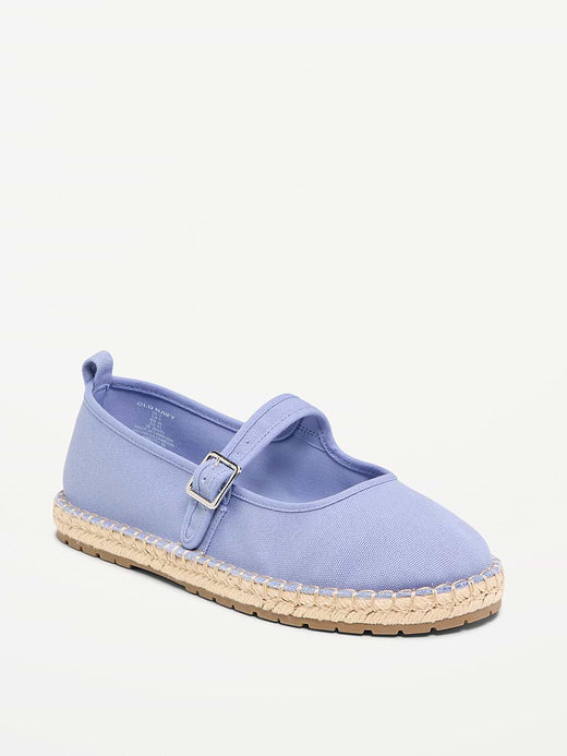 Mary Jane Espadrille Flats for Women - Light Blue