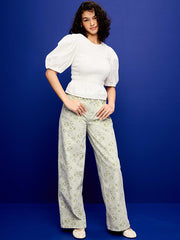 High-Waisted Baggy Floral Print Wide-Leg Jeans - Flowers