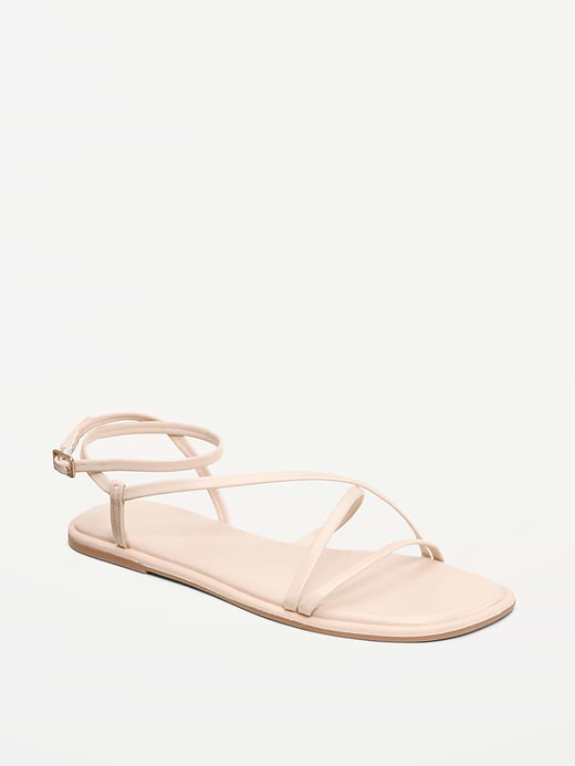 Strappy Faux-Leather Sandals - Wish Bone