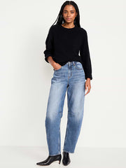 High-Waisted Baggy Barrel Jeans - Medium Wash