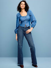 Mid-Rise Loose Boot-Cut Jeans - Dark Wash