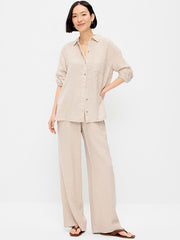 High-Waisted Linen-Blend Super Wide-Leg Pants - Flax Linen