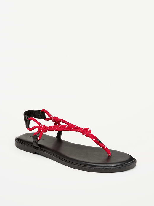 Knotted Rope Thong Sandal for Women - Red