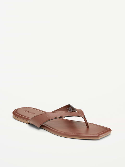 Square-Toe Flip-Flops for Women - Chocolate