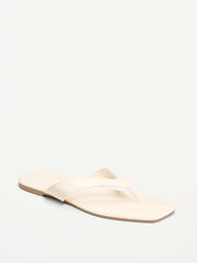 Square-Toe Flip-Flops for Women - Bone