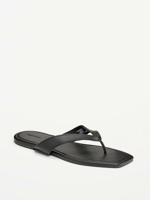 Square-Toe Flip-Flops for Women - Black Jack