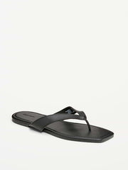 Square-Toe Flip-Flops for Women - Black Jack