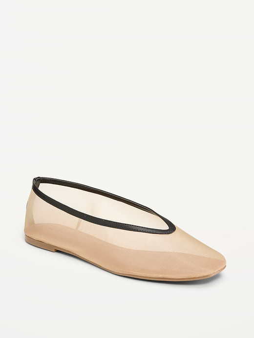 Mesh Ballet Flats for Women - Beige