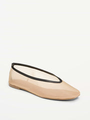 Mesh Ballet Flats for Women - Beige