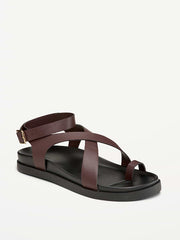 Toe-Strap Sandals for Women - Dark Brown