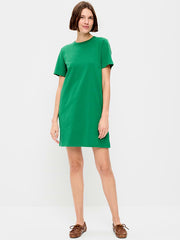 Vintage Crew-Neck Mini T-Shirt Dress - Emerald Pigment