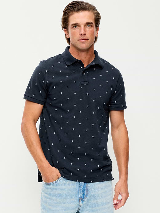 Classic Fit Pique Polo - Anchor Print