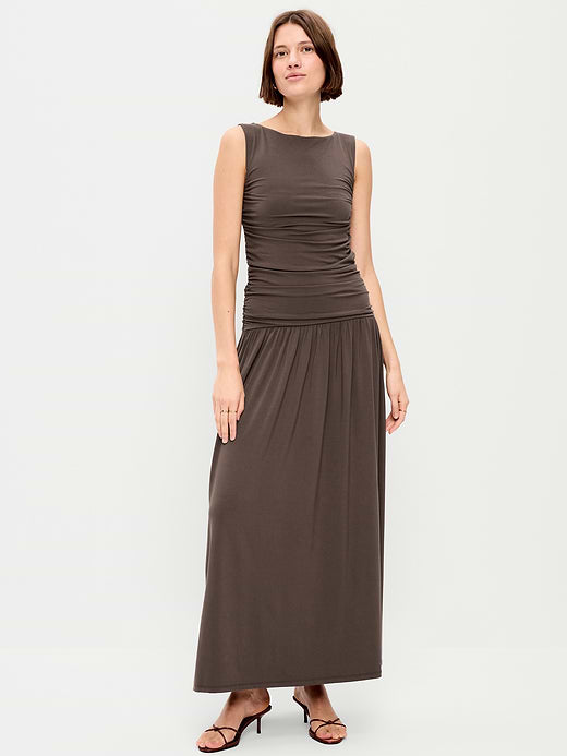 Fit & Flare Drop-Waist Maxi Dress - Peppercorn