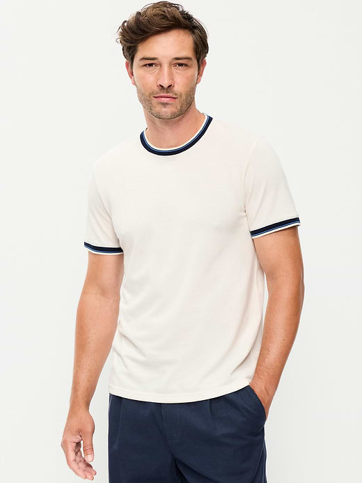 Crew-Neck Pique T-Shirt - Sea Salt