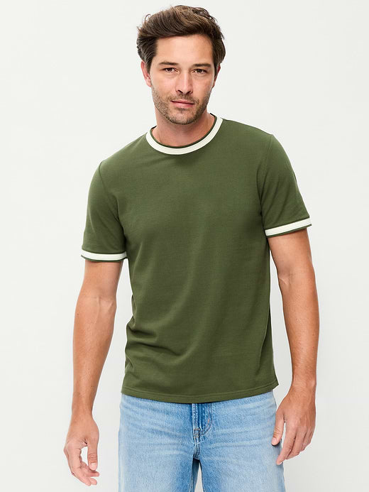 Crew-Neck Pique T-Shirt - Matcha Green