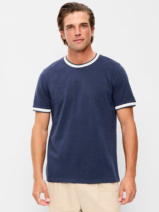 Crew-Neck Pique T-Shirt - Blue Harbor