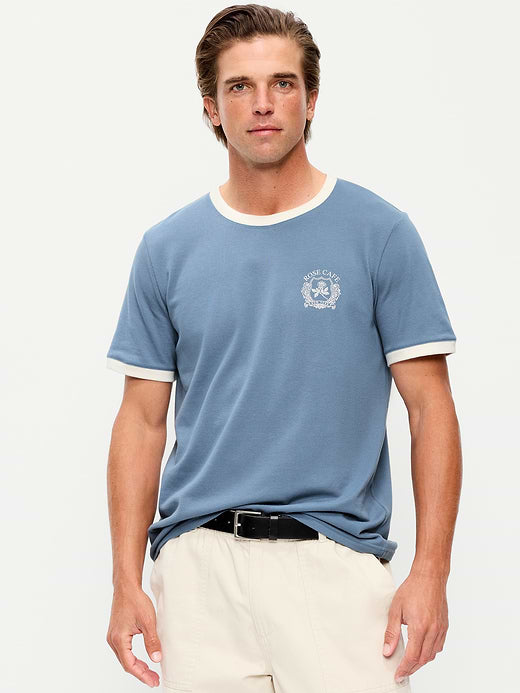 Crew-Neck Pique T-Shirt - Moonlight Ocean