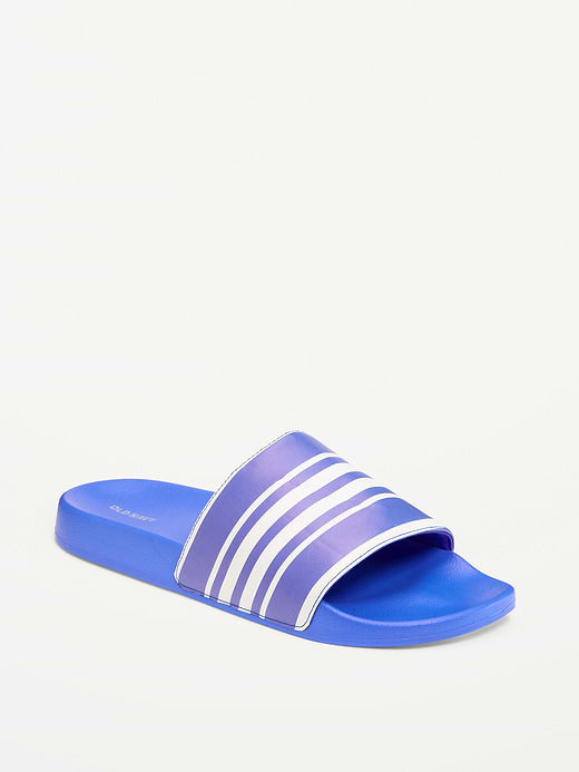 Faux-Leather Slide Sandals for Men (Partially Plant-Based) - Blue Combo
