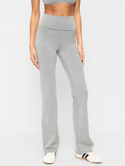 High-Waisted PowerChill Fold-Over Bootcut Leggings - Heather Grey