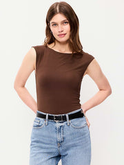 Cap-Sleeve Tie-Back Top - Peppercorn