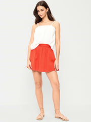Crinkle Gauze Ruffle Waist Mini Skort - Ornament Orange