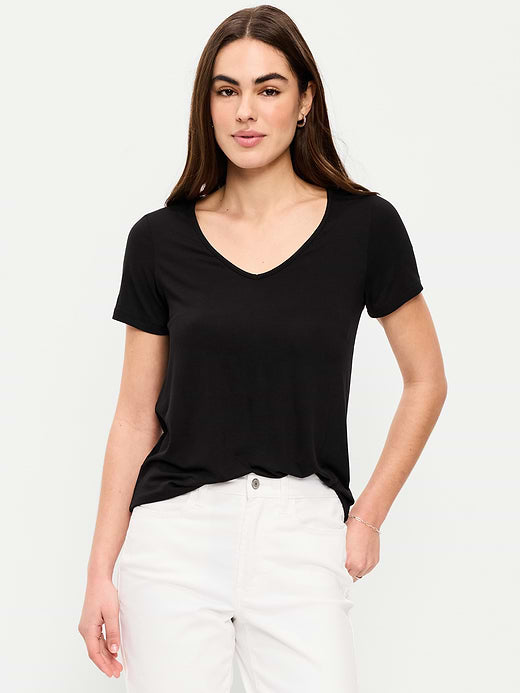 Luxe V-Neck T-Shirt - Light Black Heather