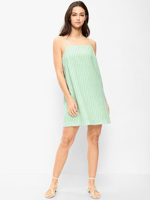 Strappy Mini Shift Dress - Green Stripe