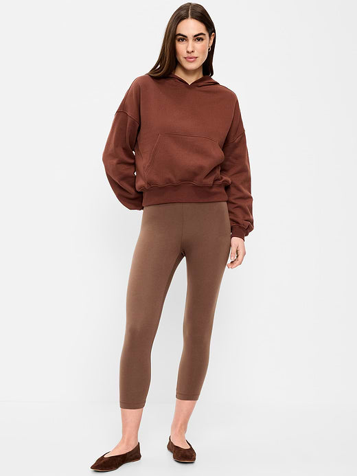 High-Waisted Fashion Layering Cropped Legging - Peppercorn