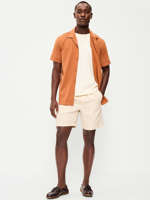 Textured-Knit Jogger Shorts -- 7-inch inseam - Ecru