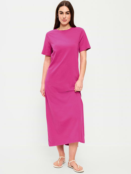 Vintage Crew-Neck Maxi Dress - Dragonfruit