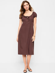 Short-Sleeve Scoop-Neck Midi Dress - Peppercorn