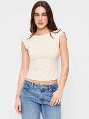 Cap-Sleeve Tie-Back Top - Sea Salt