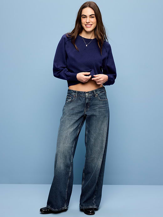 Low-Rise Baggy Wide-Leg Jeans - Flores