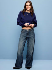 Low-Rise Baggy Wide-Leg Jeans - Flores