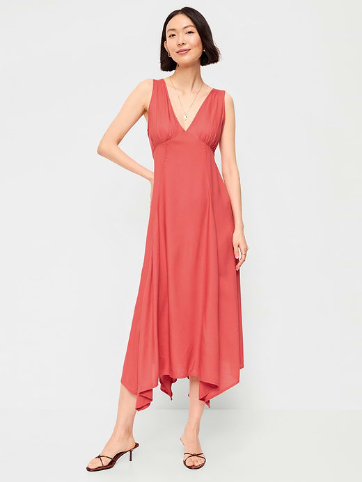 Handkerchief Hem Midi Dress - Cactus Bloom