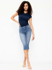 High-Waisted Wow Capri Jeans - Medium Blue Wash