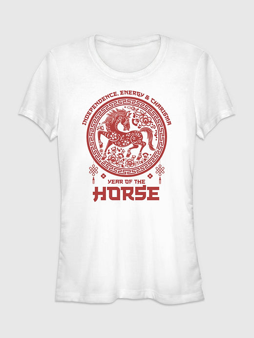 Year of the Horse  Short Sleeve Graphic T-Shirt - White